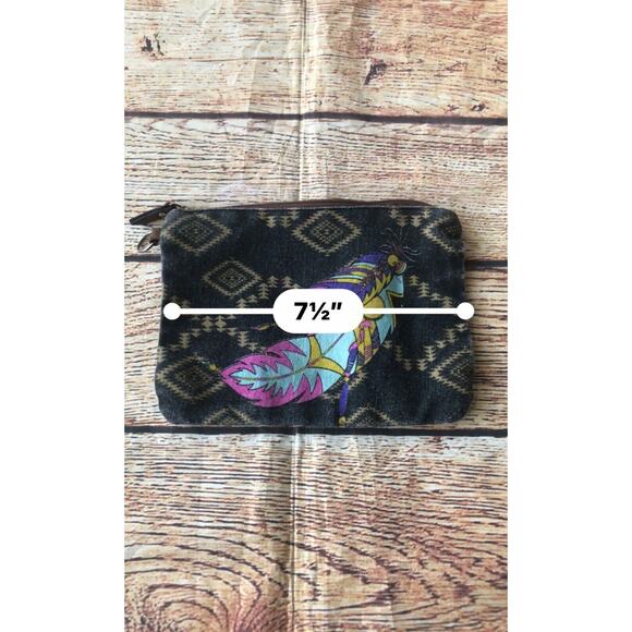 Aztec Design Cosmetic Bag Black Gold Zipper Girls - Picture 6 of 6